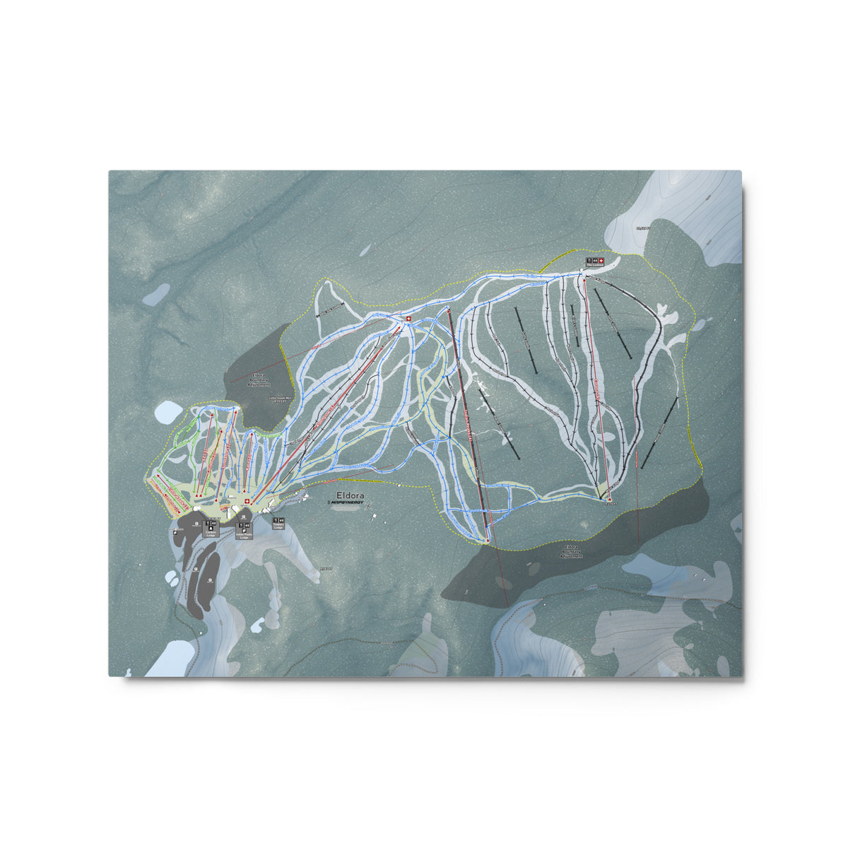 Eldora, Colorado Ski Resort Map Metal Wall Art