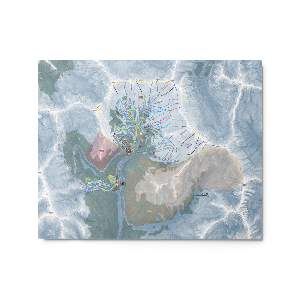 Loveland, Colorado Ski Resort Map Metal Wall Art