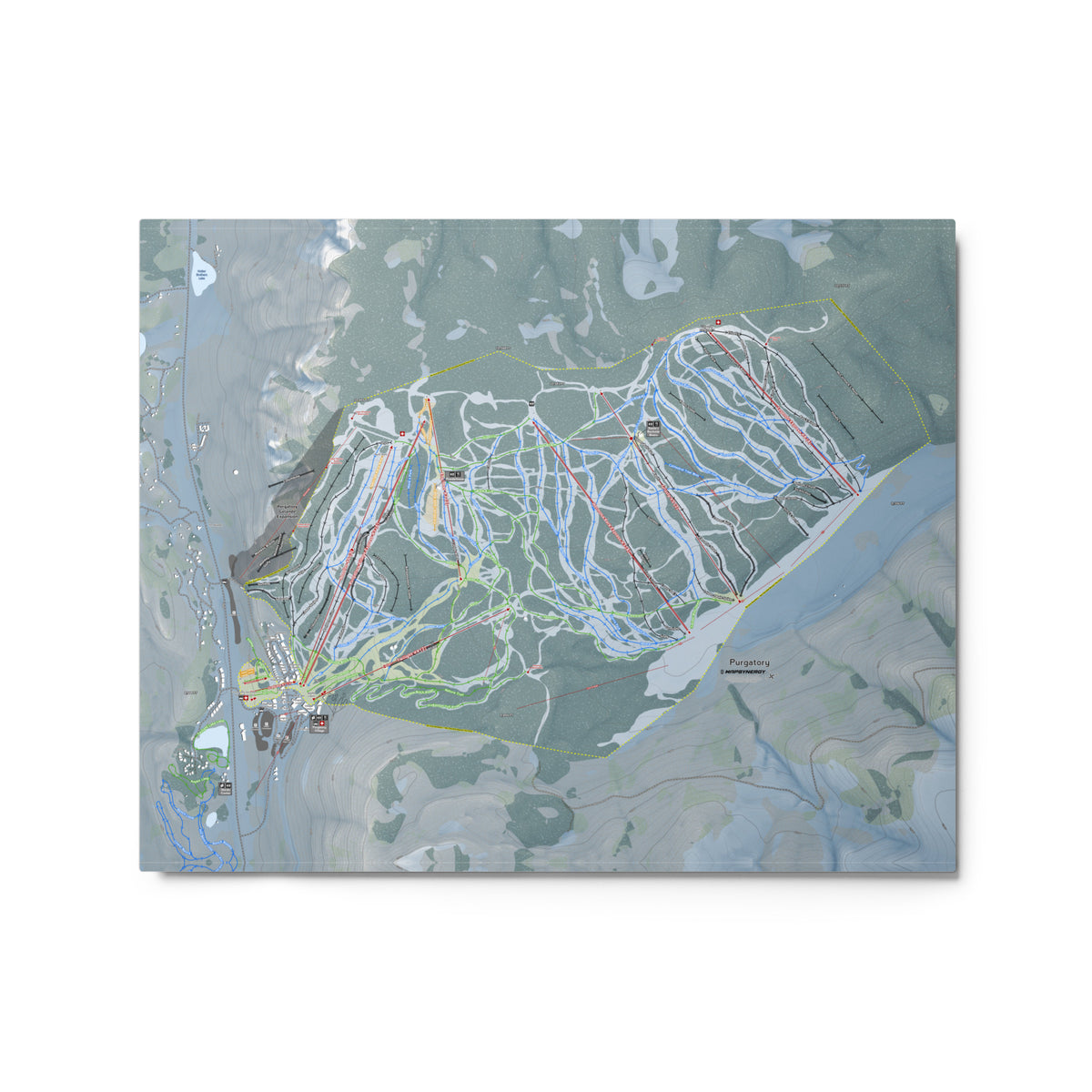 Purgatory, Colorado Ski Resort Map Metal Wall Art