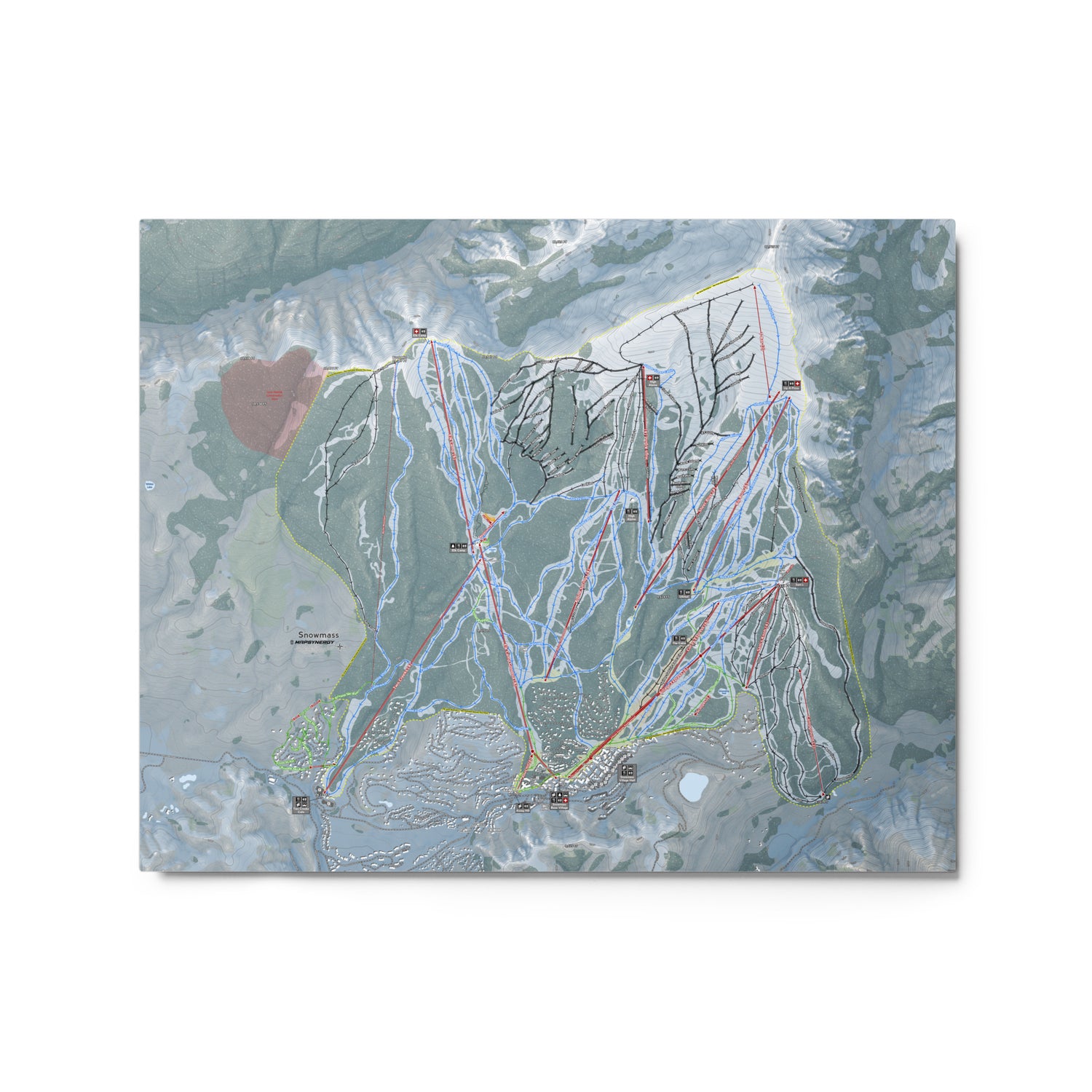 Snowmass, Colorado Ski Resort Map Metal Wall Art