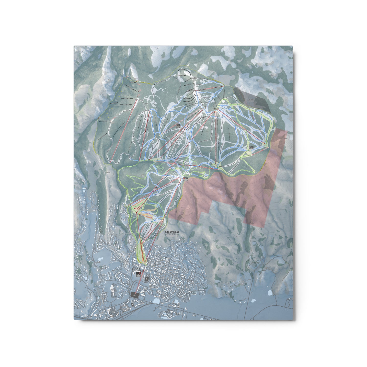 Steamboat, Colorado Ski Resort Map Metal Wall Art