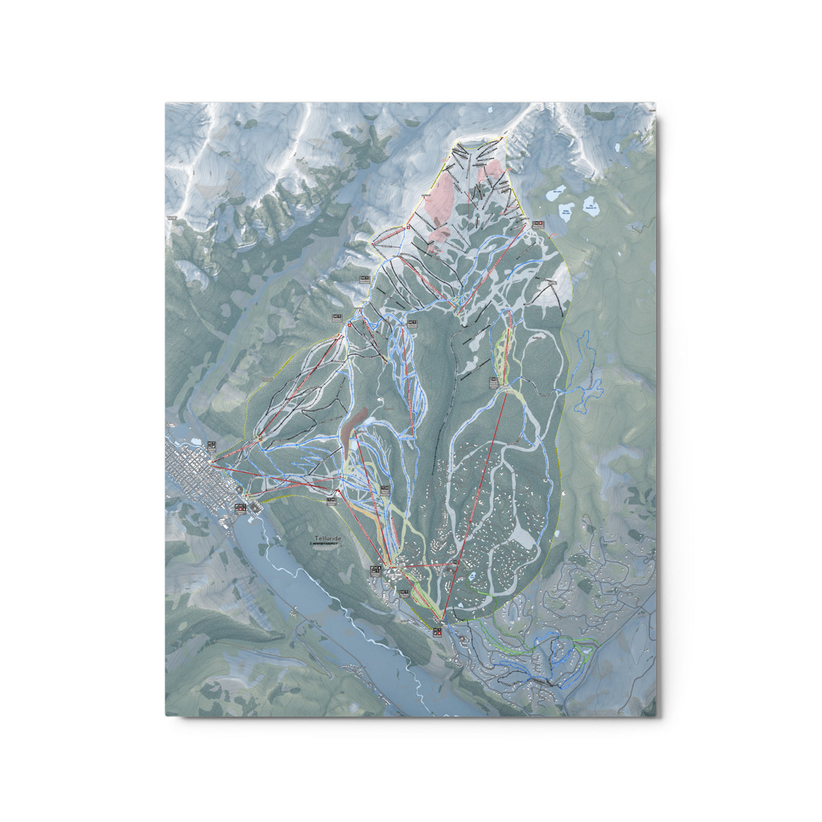 Telluride, Colorado Ski Resort Map Metal Wall Art