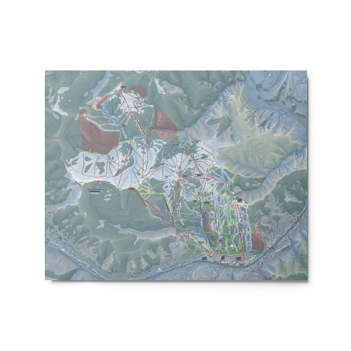 Vail, Colorado Ski Resort Map Metal Wall Art