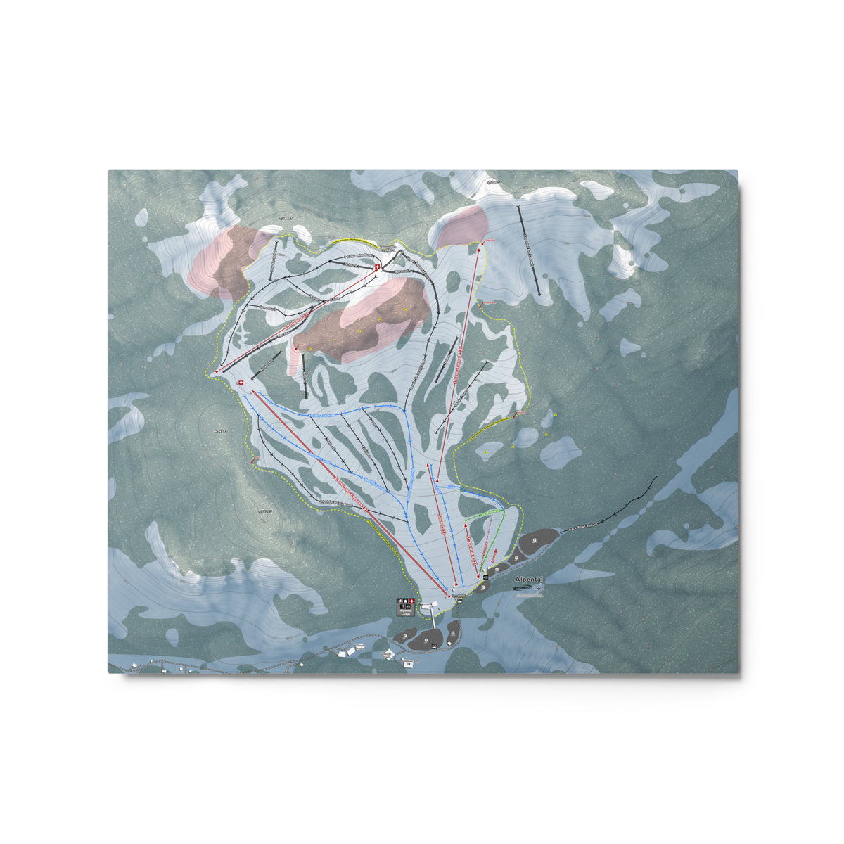 Alpental, Washington Ski Resort Map Metal Wall Art
