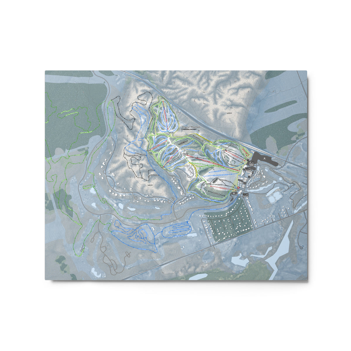 Crystal Mountain, Washington Ski Resort Map Metal Wall Art