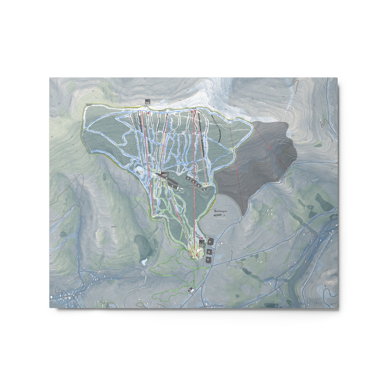 Belleayre, New York Ski Resort Map Metal Wall Art