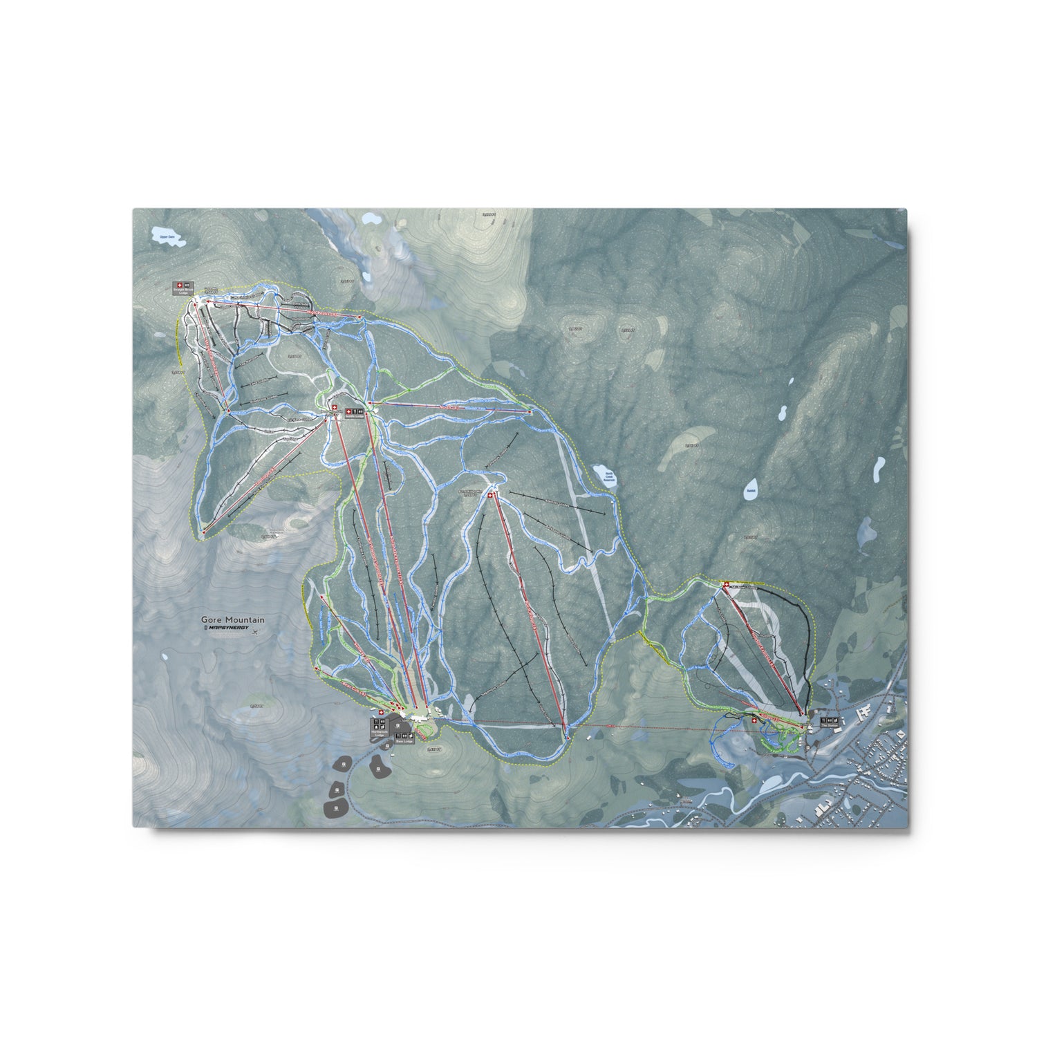 Gore Mountain, New York Ski Resort Map Metal Wall Art