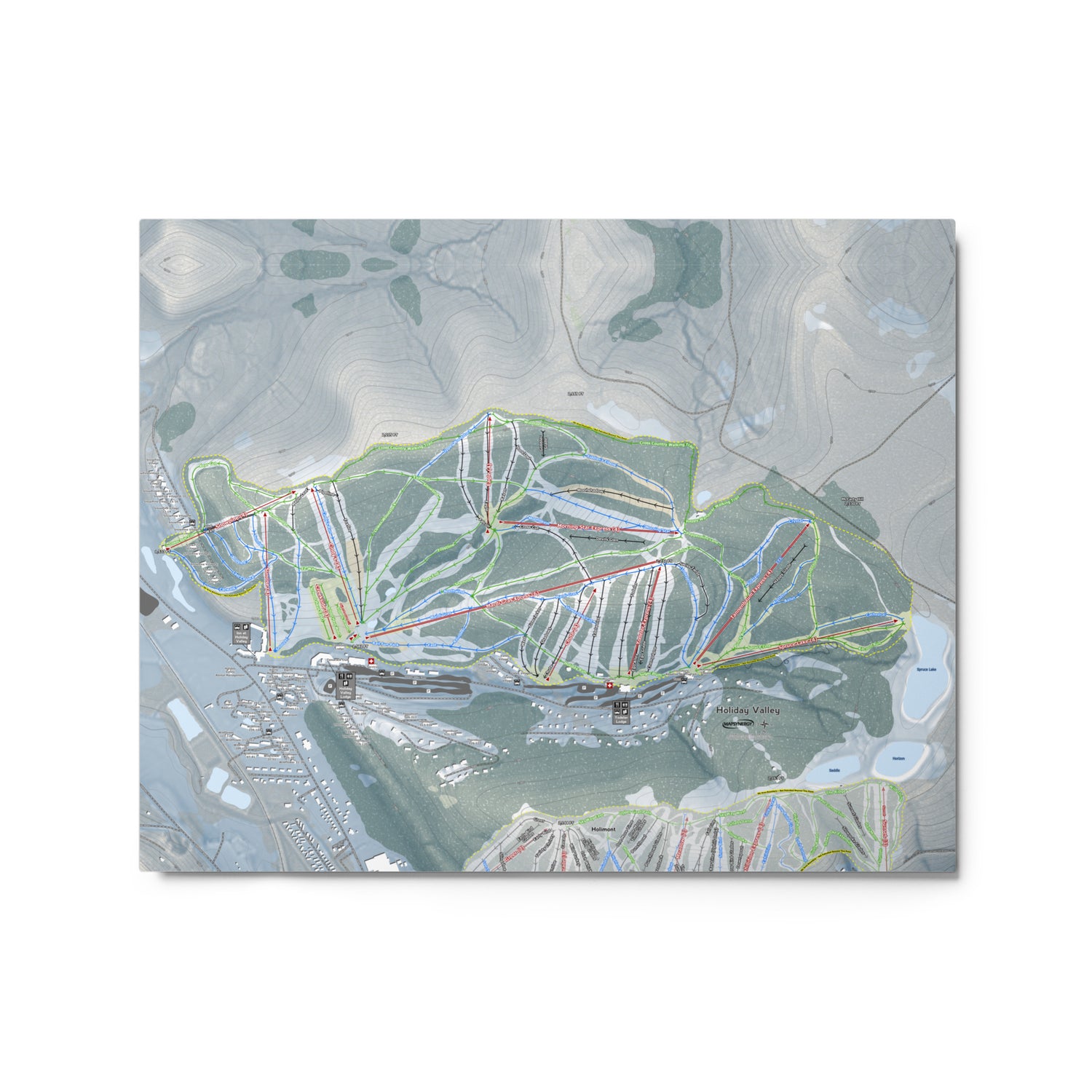 Holiday Valley, New York Ski Resort Map Metal Wall Art