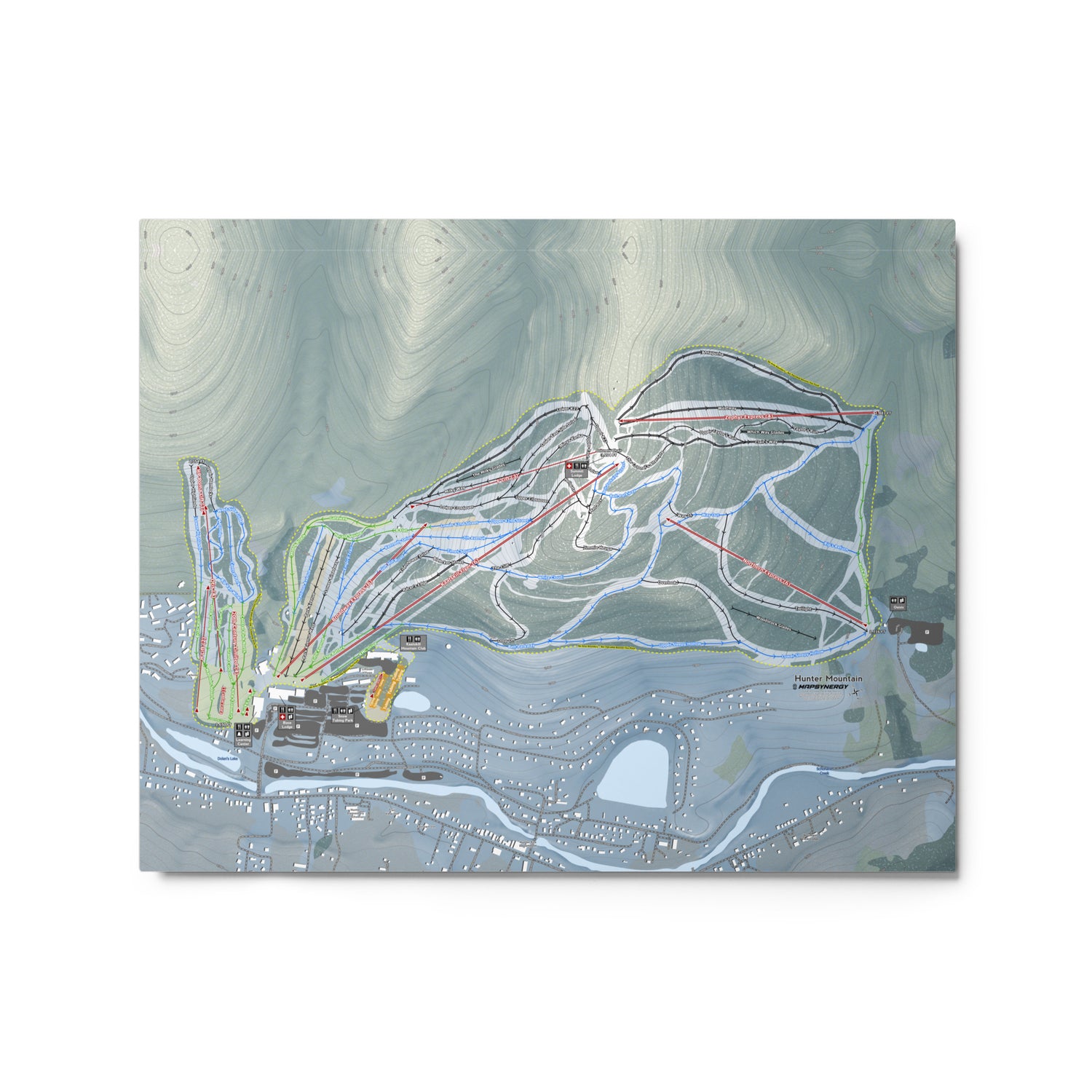 Hunter Mountain, New York Ski Resort Map Metal Wall Art