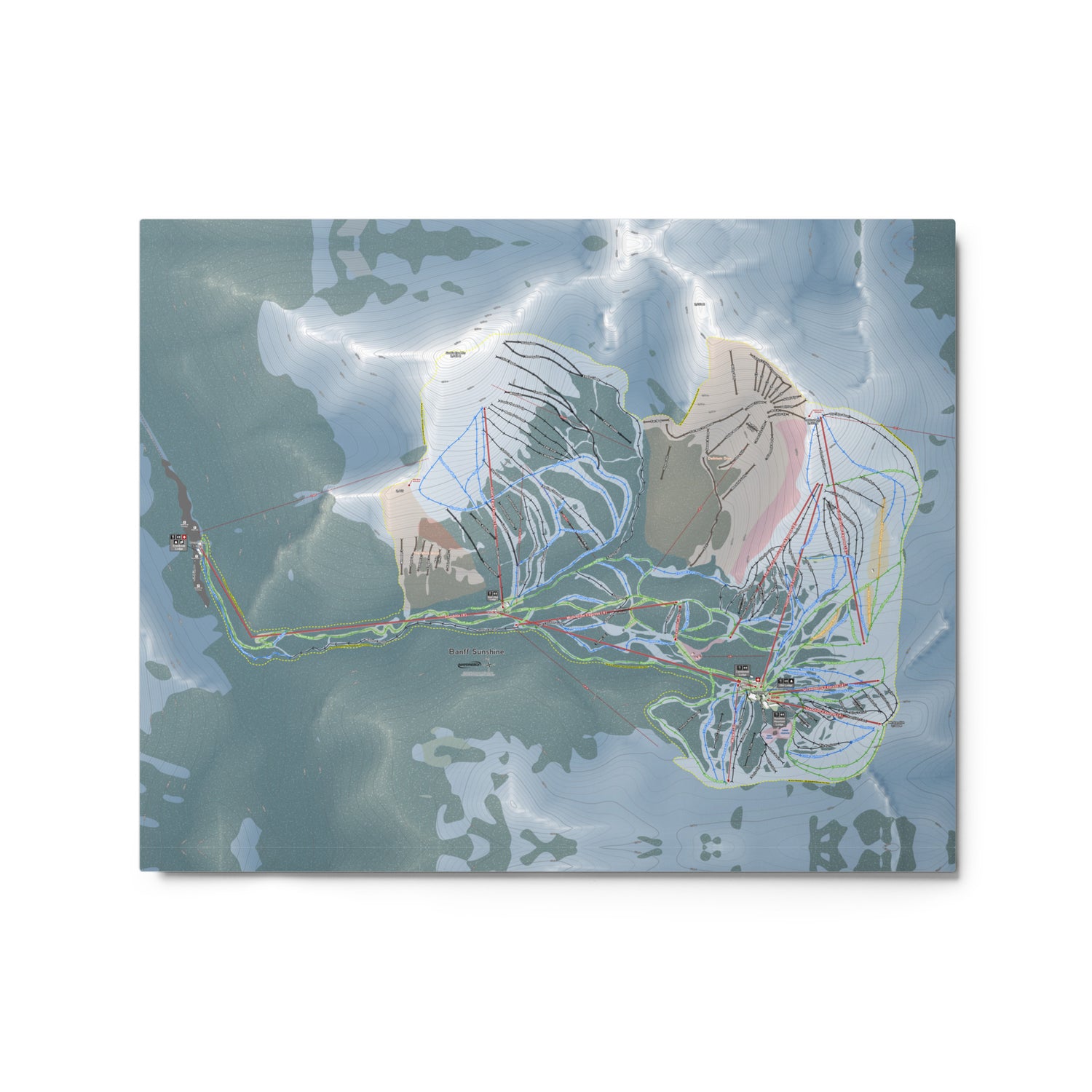 Banff Sunshine, Alberta Ski Resort Map Metal Wall Art