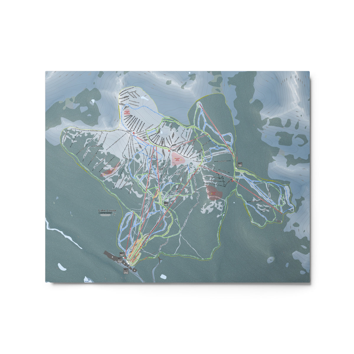 Lake Louise, Alberta Ski Resort Map Metal Wall Art