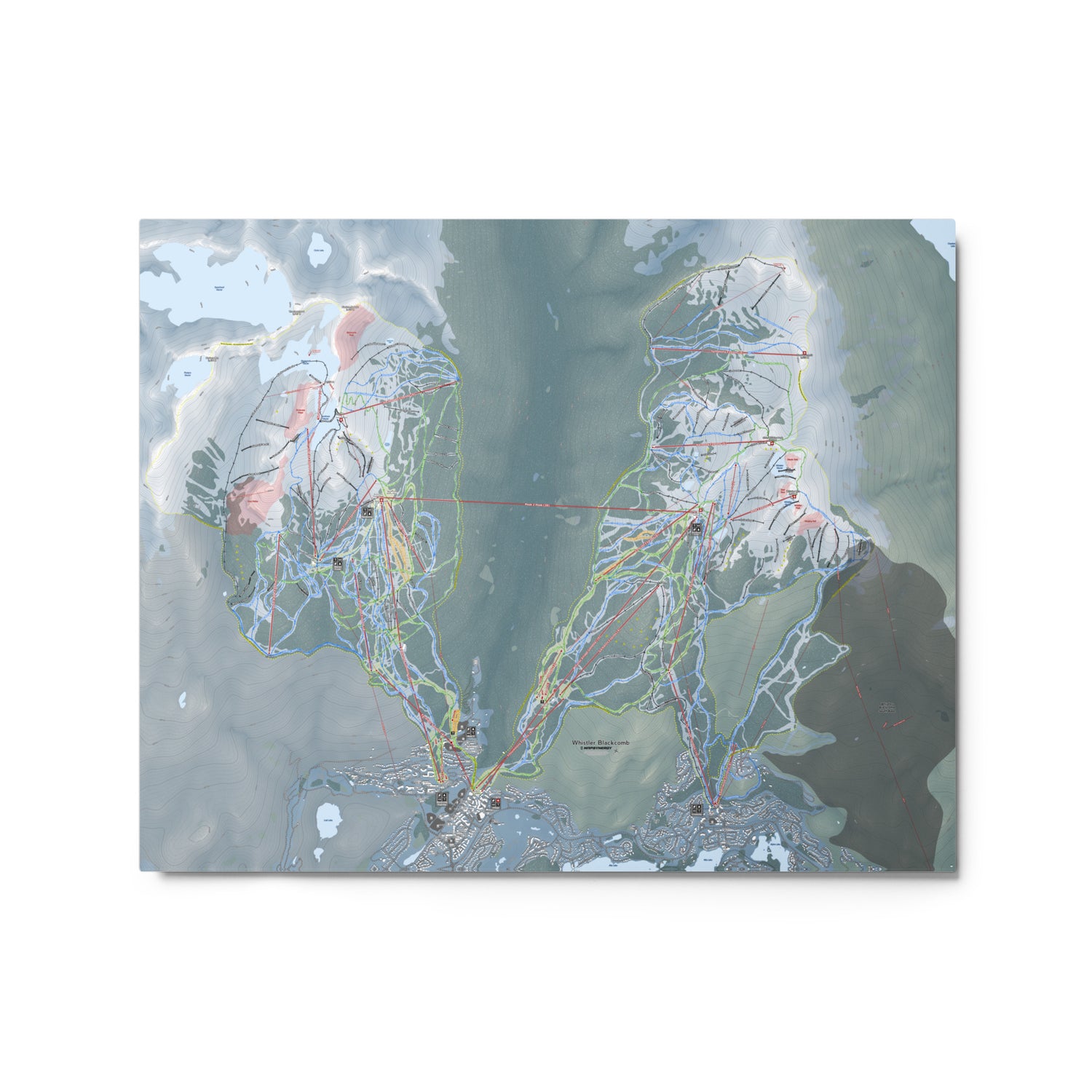 Whistler Blackcomb, British Columbia Ski Resort Map Metal Wall Art