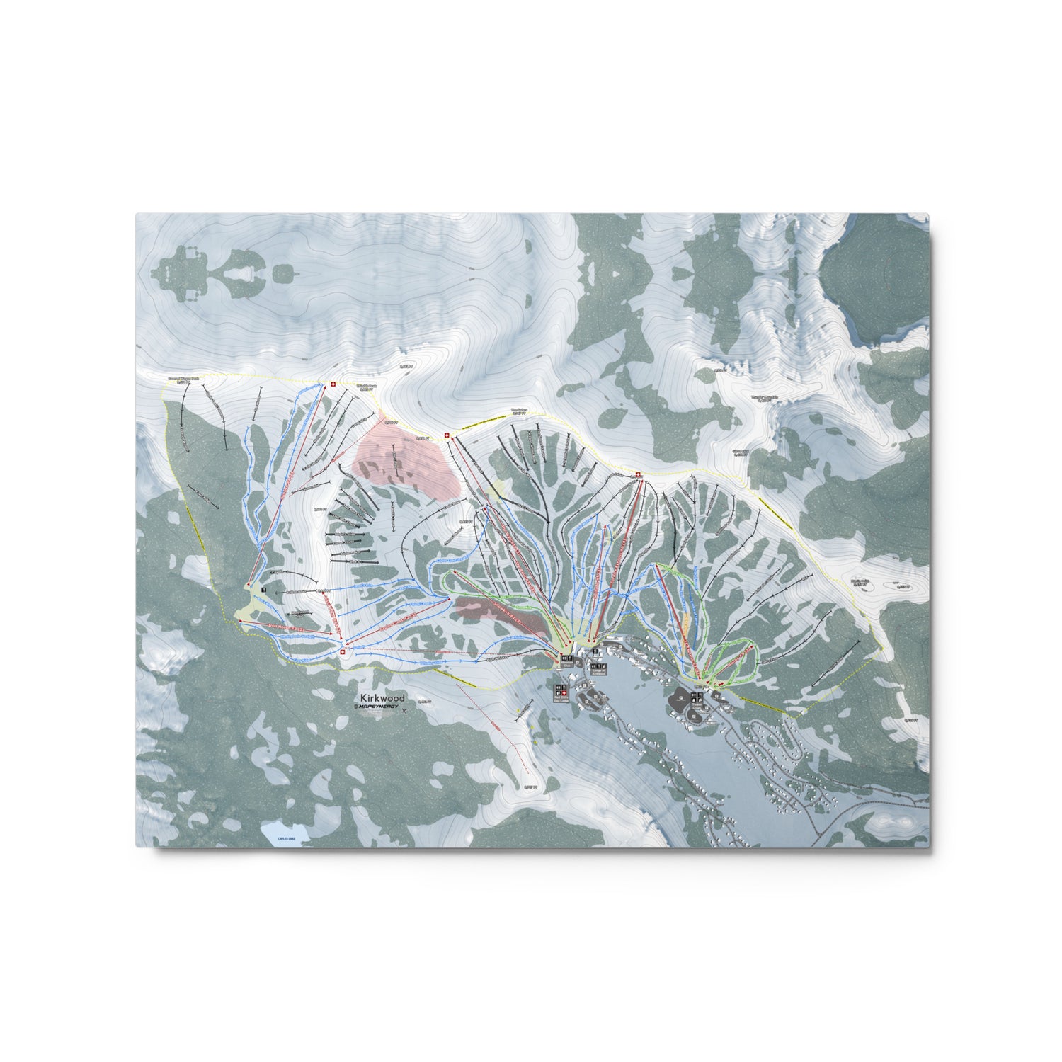 Kirkwood, California Ski Resort Map Metal Wall Art
