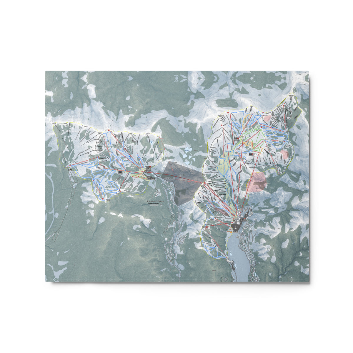 Palisades Tahoe, California Ski Resort Map Metal Wall Art