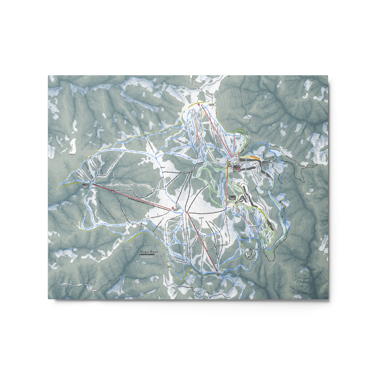 Bogus Basin, Idaho Ski Resort Map Metal Wall Art