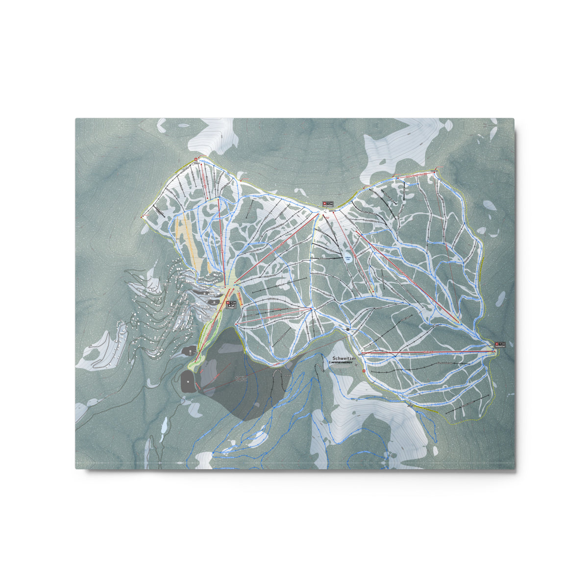 Schweitzer, Idaho Ski Resort Map Metal Wall Art