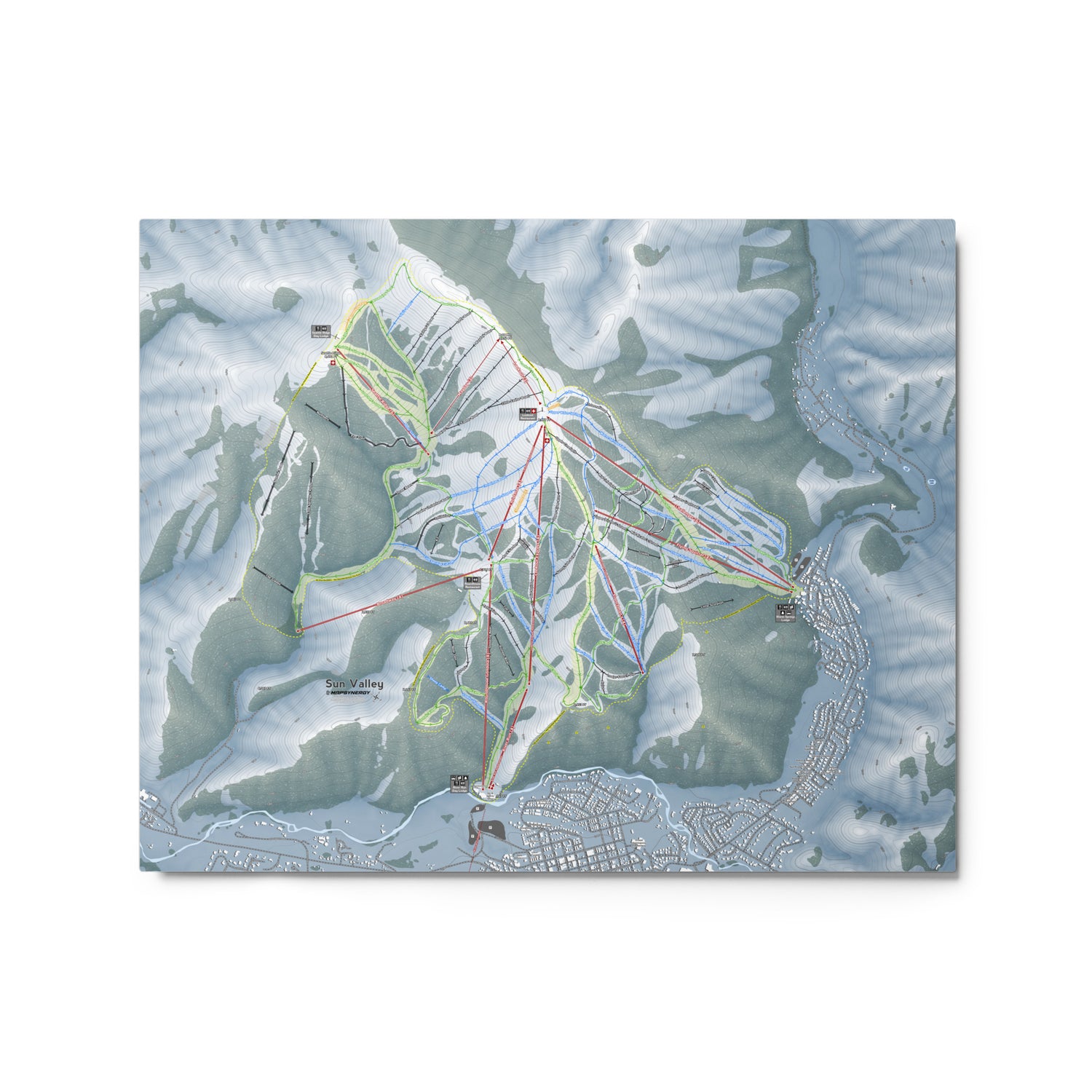 Sun Valley, Idaho Ski Resort Map Metal Wall Art