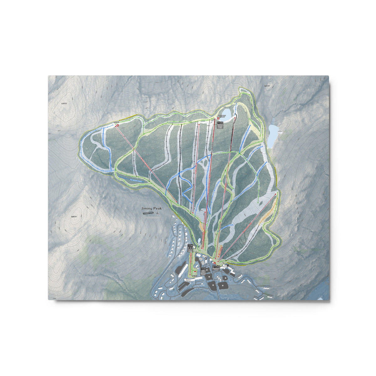 Jiminy Peak, Massachusetts Ski Resort Map Metal Wall Art