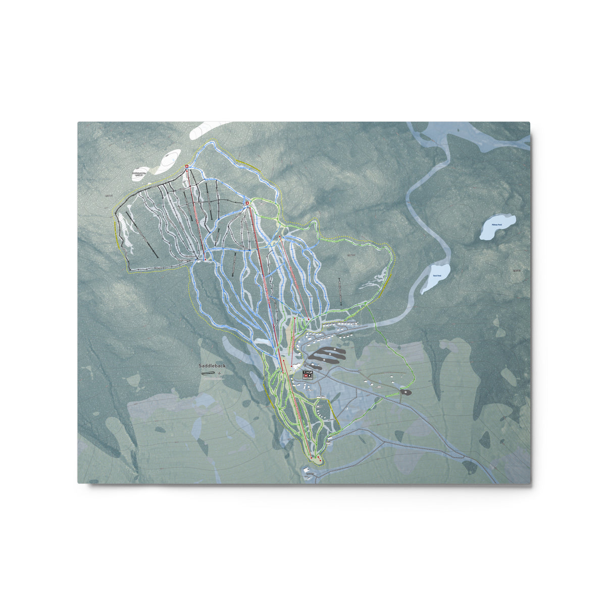 Saddleback Mountain, Maine Ski Resort Map Metal Wall Art