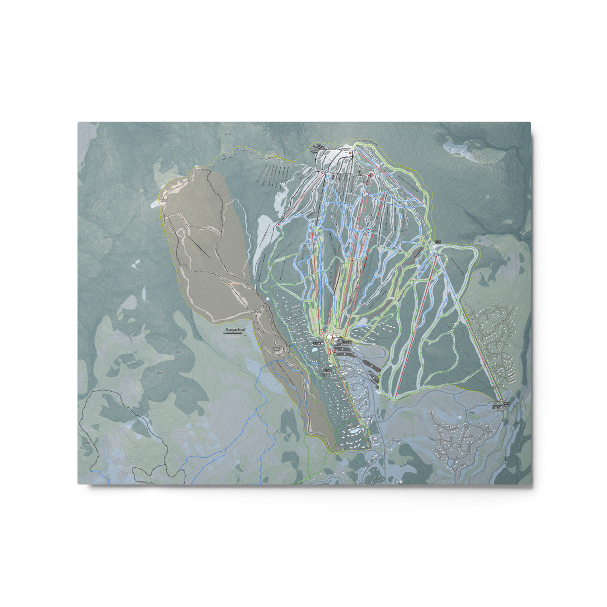 Sugarloaf, Maine Ski Resort Map Metal Wall Art