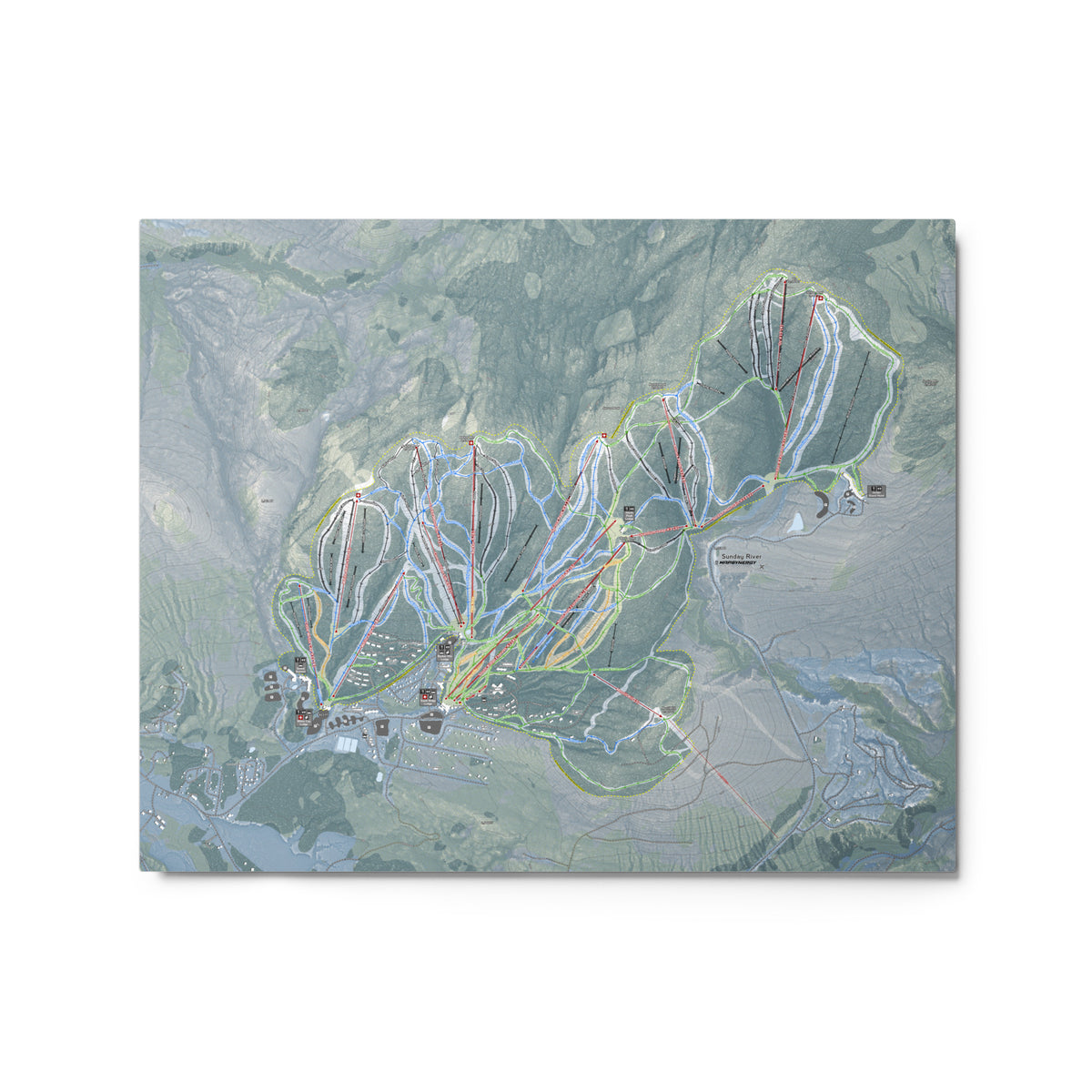 Sunday River, Maine Ski Resort Map Metal Wall Art