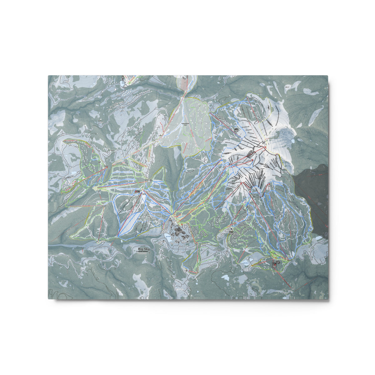 Big Sky, Montana Ski Resort Map Metal Wall Art