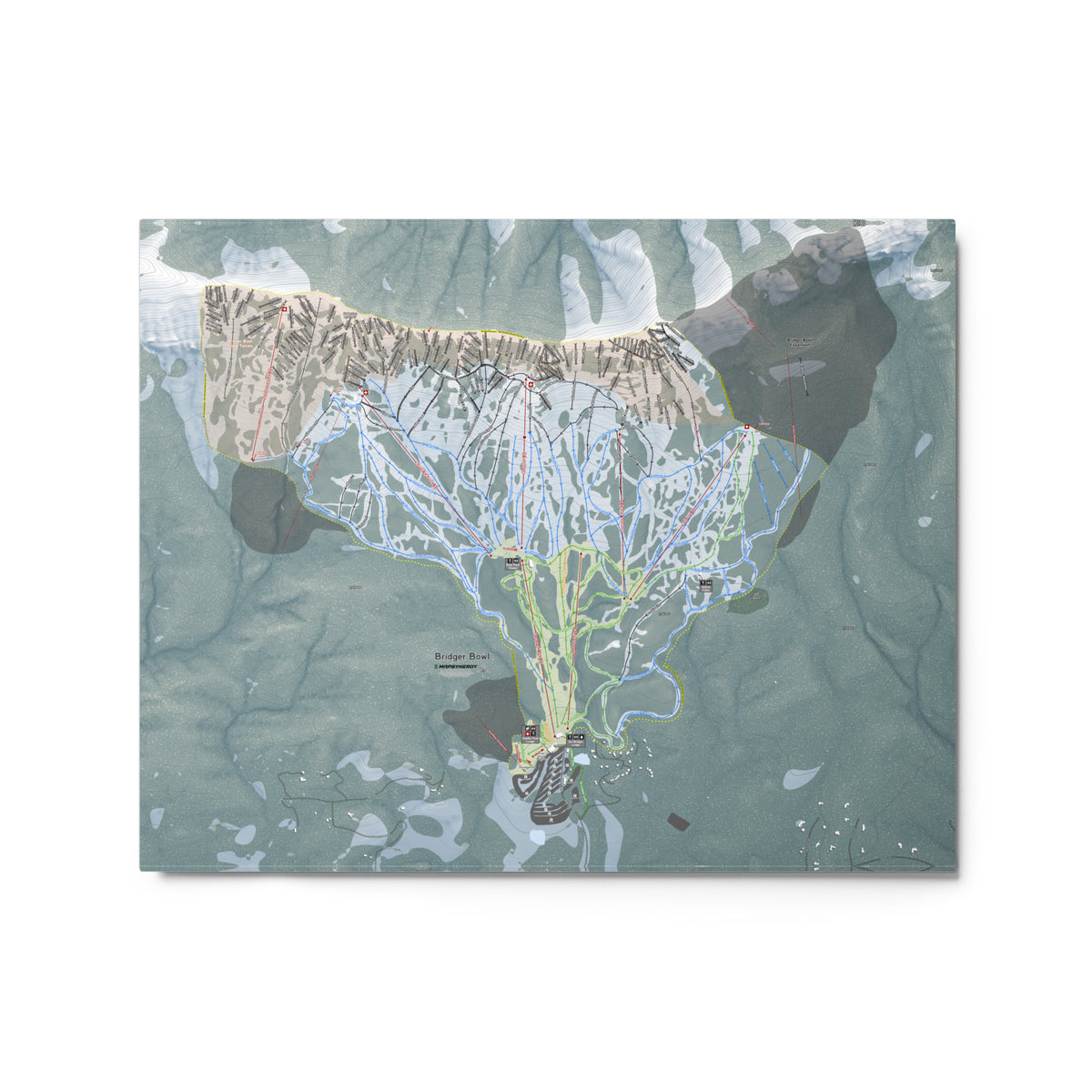 Bridger Bowl, Montana Ski Resort Map Metal Wall Art