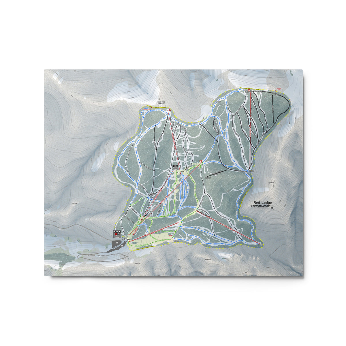 Red Lodge, Montana Ski Resort Map Metal Wall Art