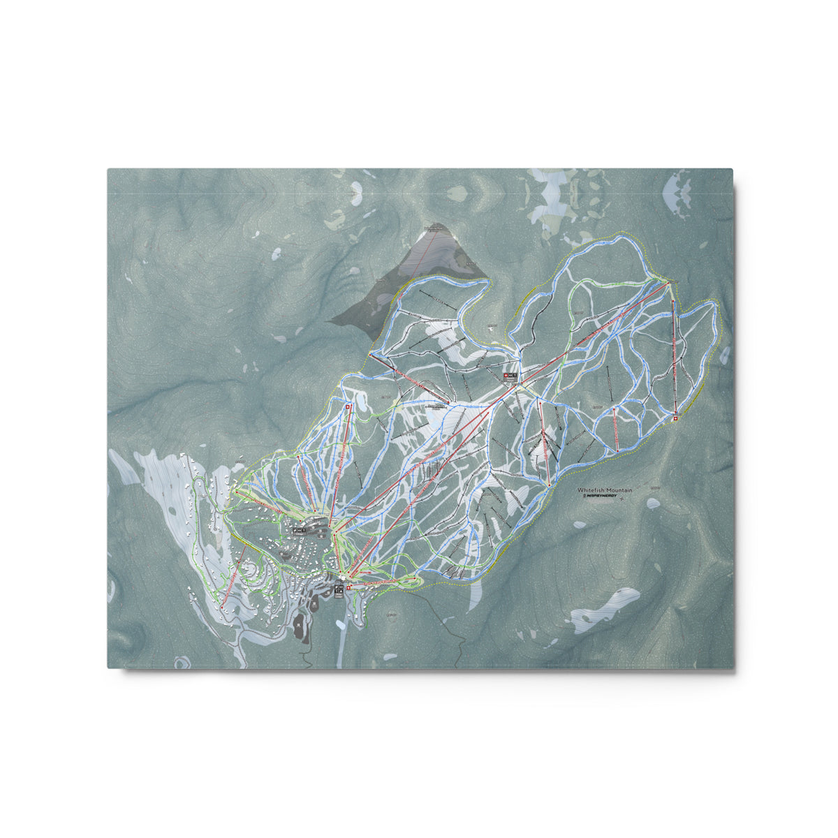 Whitefish Mountain, Montana Ski Resort Map Metal Wall Art