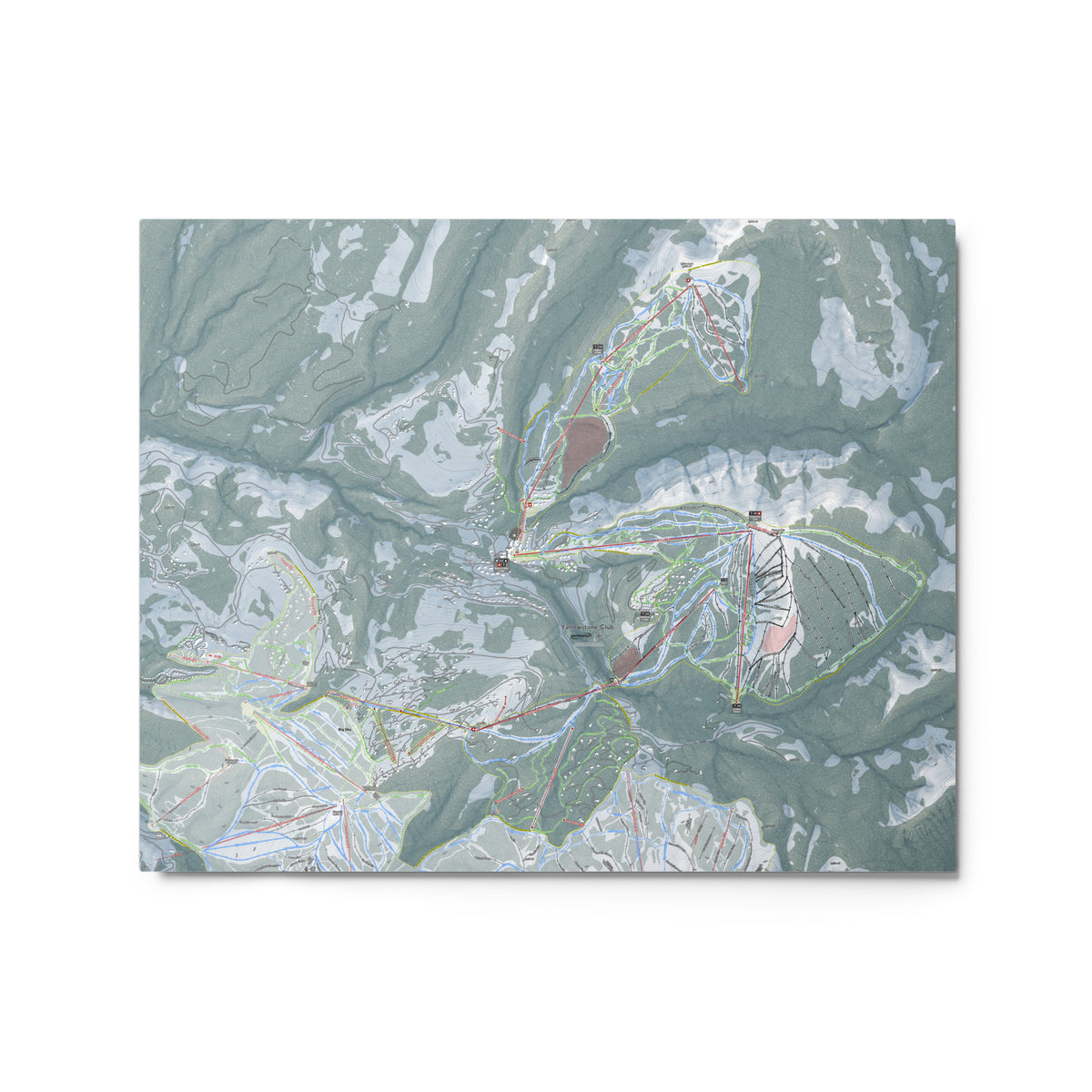 Yellowstone Club, Montana Ski Resort Map Metal Wall Art