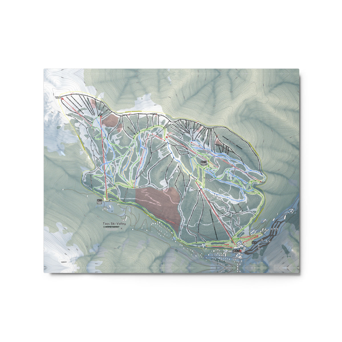 Taos, New Mexico Ski Resort Map Metal Wall Art