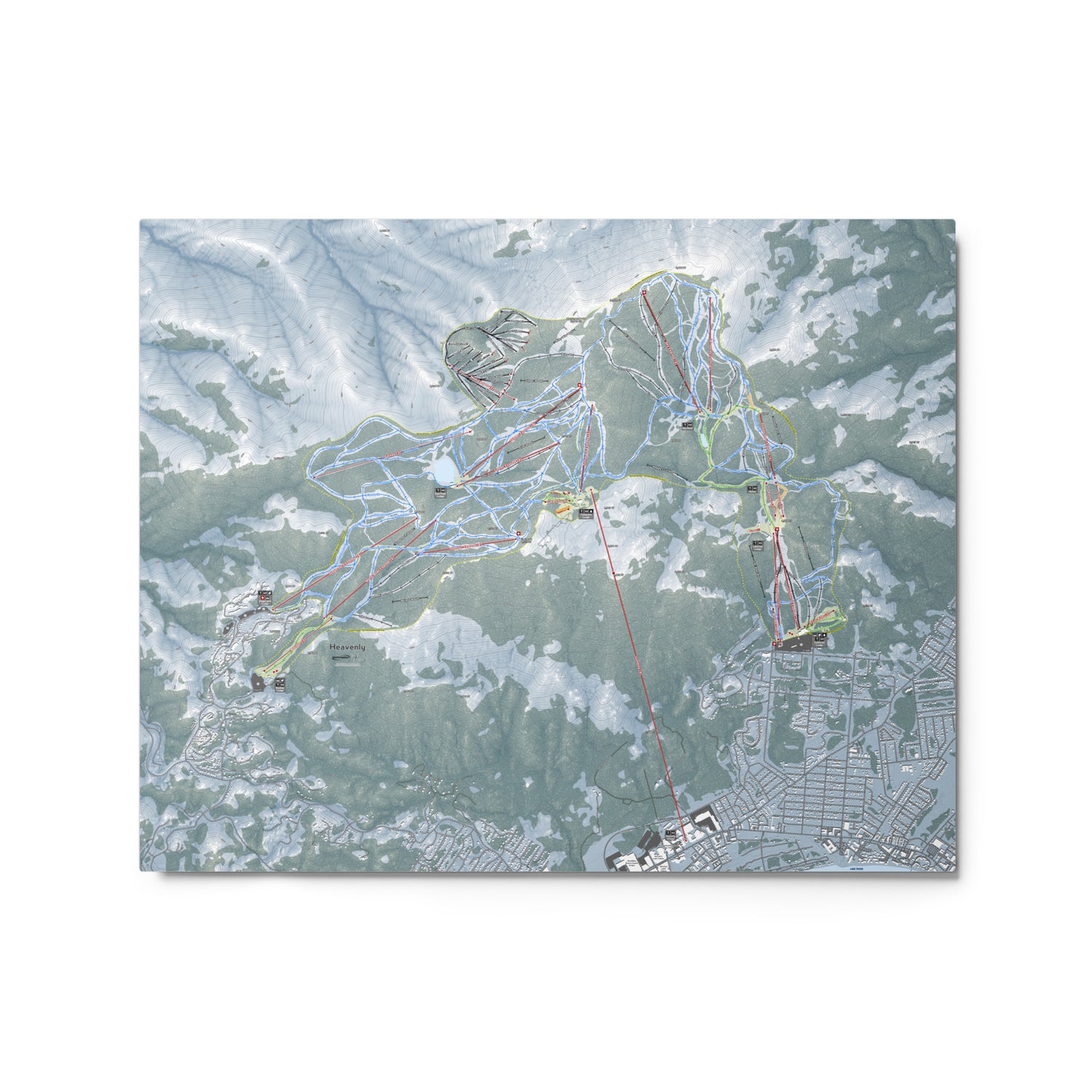 Heavenly, Nevada Ski Resort Map Metal Wall Art