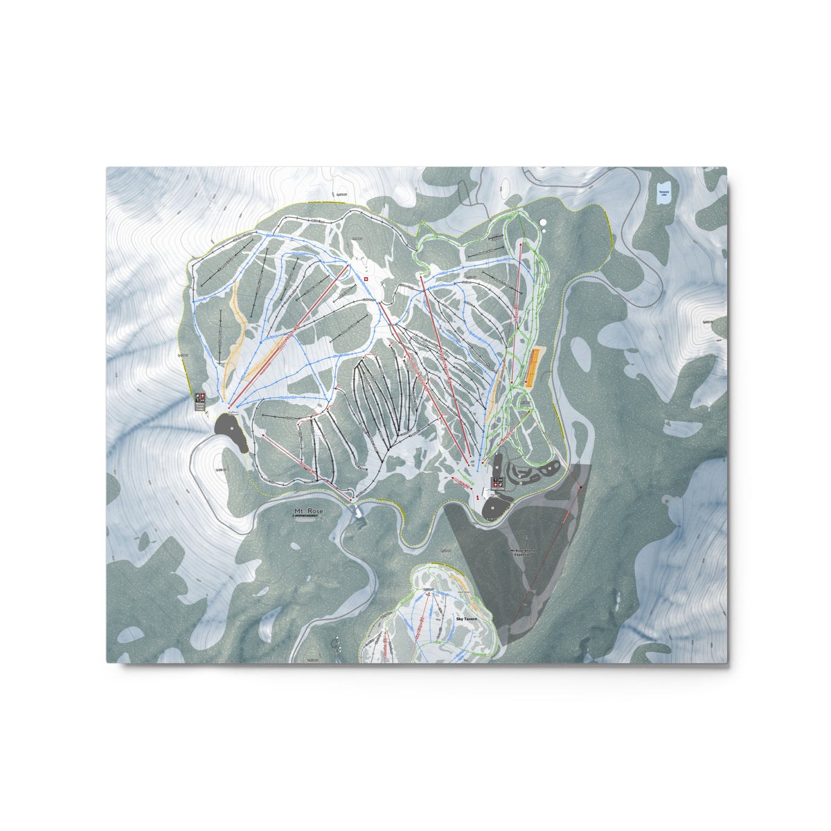 Mt Rose, Nevada Ski Resort Map Metal Wall Art
