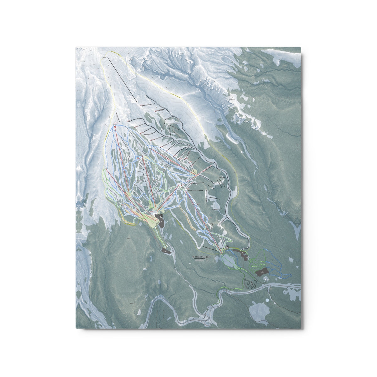 Mt Hood Meadows, Oregon Ski Resort Map Metal Wall Art