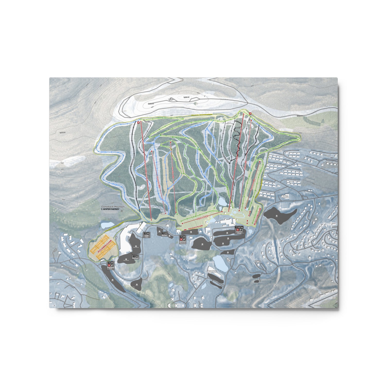 Camelback Mountain, Pennsylvania Ski Resort Map Metal Wall Art