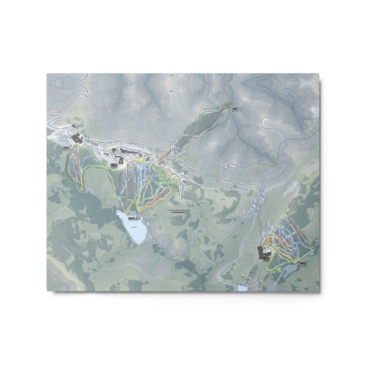 Snowshoe Mountain, West Virginia Ski Resort Map Metal Wall Art