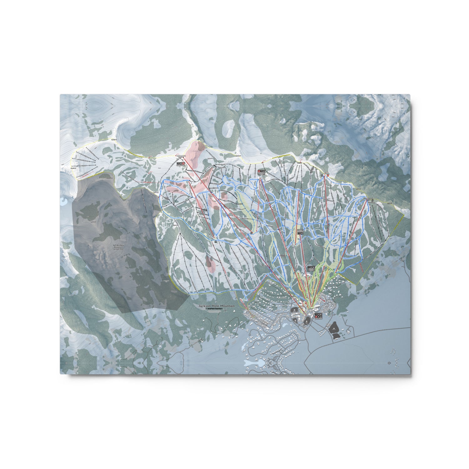 Jackson Hole Mountain, Wyoming Ski Resort Map Metal Wall Art