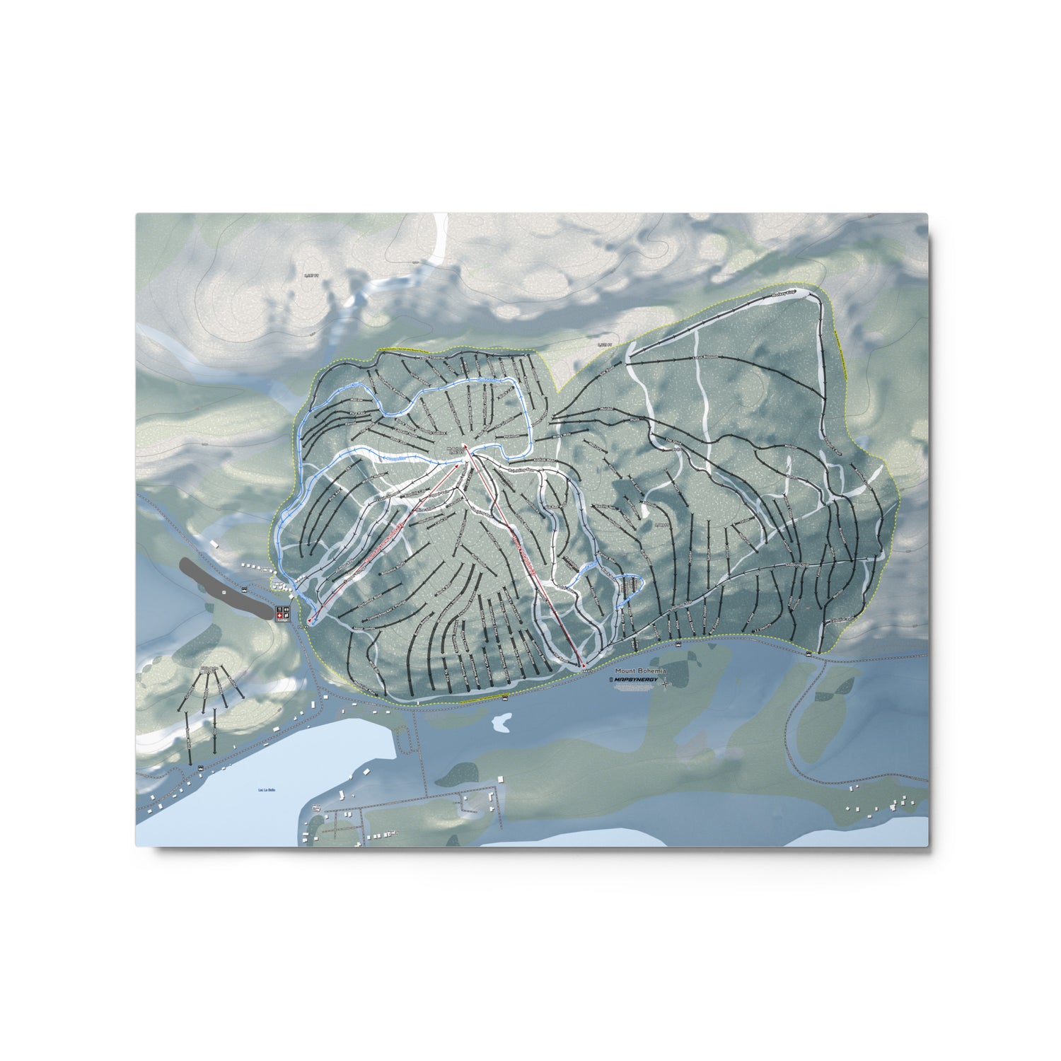 Mount Bohemia, Michigan Ski Resort Map Metal Wall Art