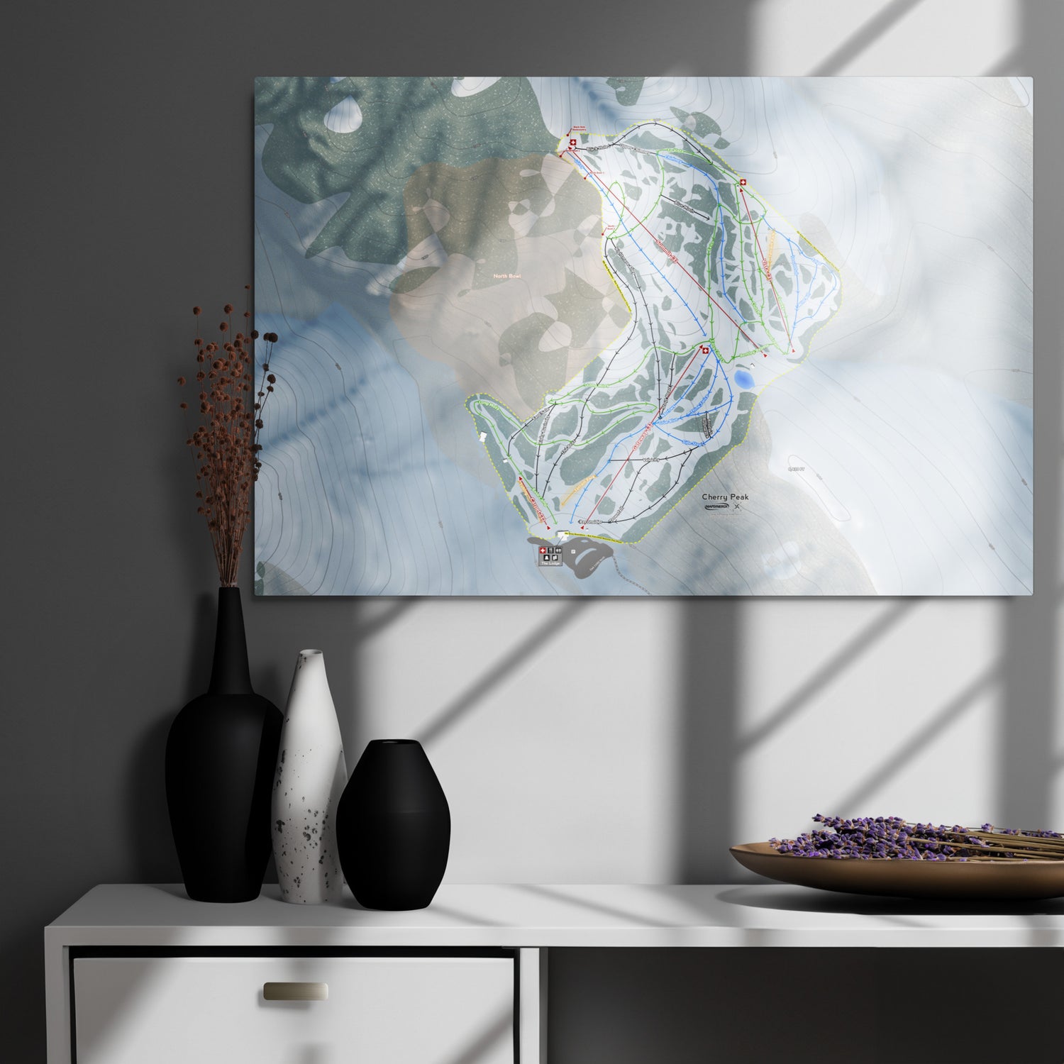Cherry Peak, Utah Ski Resort Map Metal Wall Art