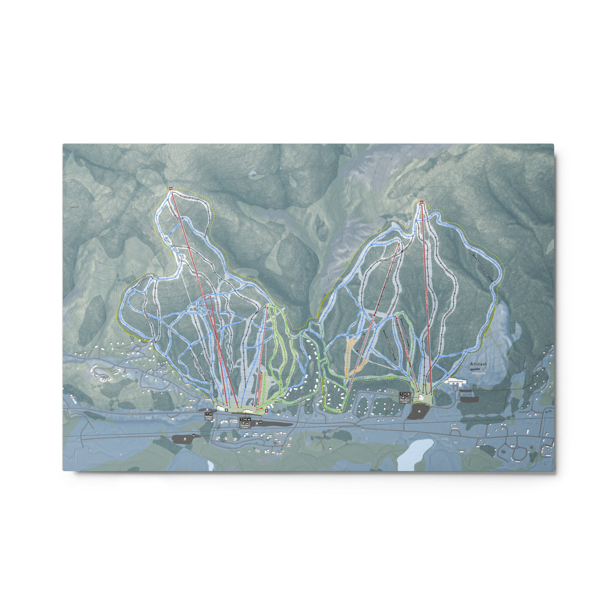Attitash Mountain, New Hampshire Ski Resort Map Metal Wall Art