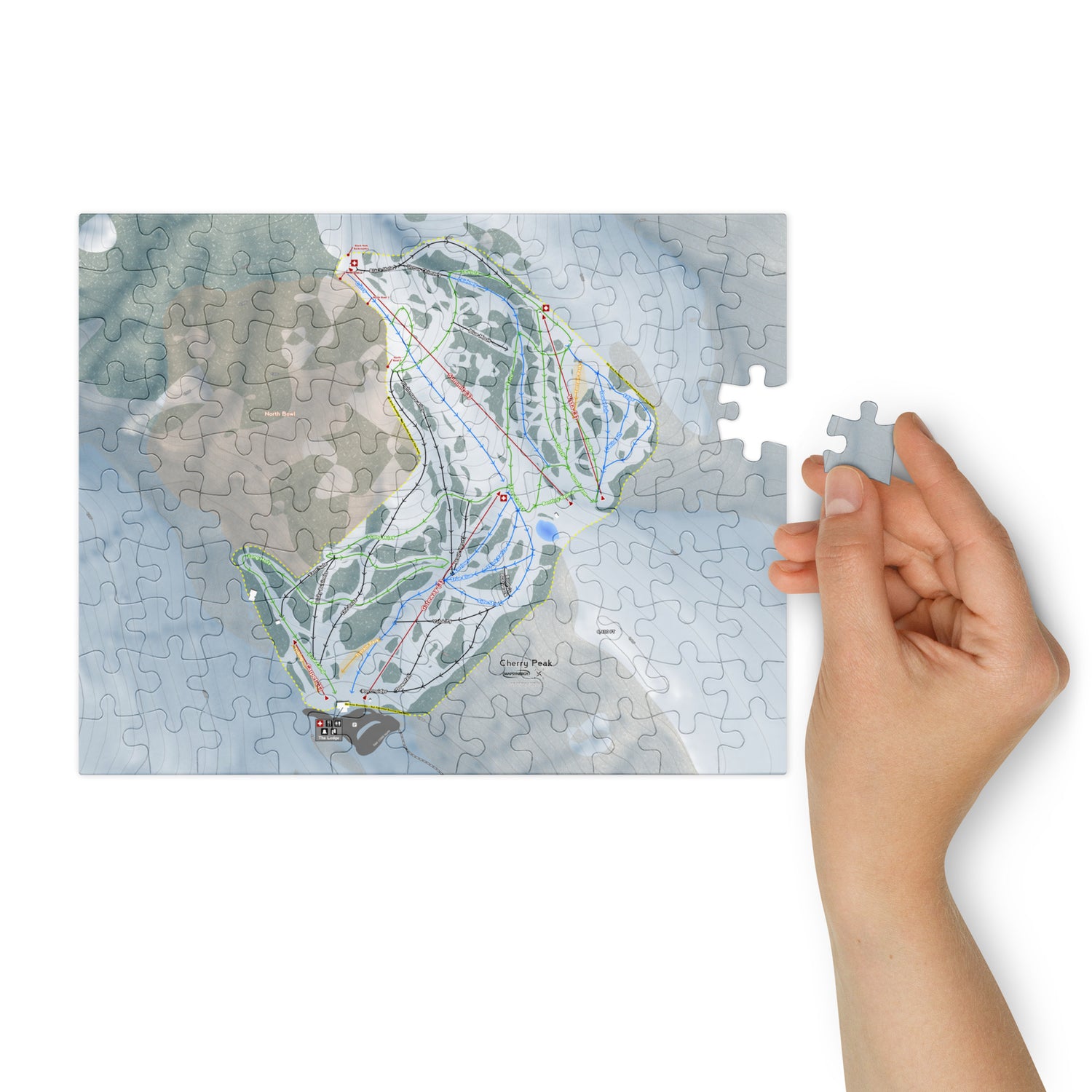 Cherry Peak, Utah Ski Resort Map Jigsaw Puzzle With Tin