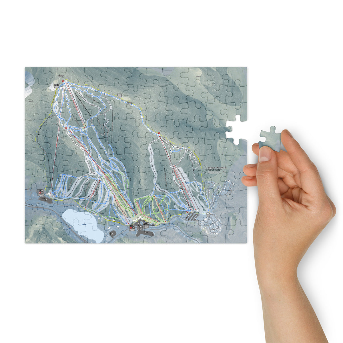 Cannon Mountain, New Hampshire Ski Resort Map Jigsaw Puzzle With Tin