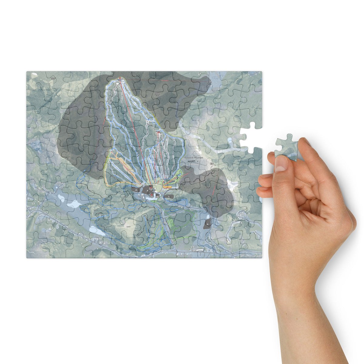 Gunstock Mountain, New Hampshire Ski Resort Map Jigsaw Puzzle With Tin