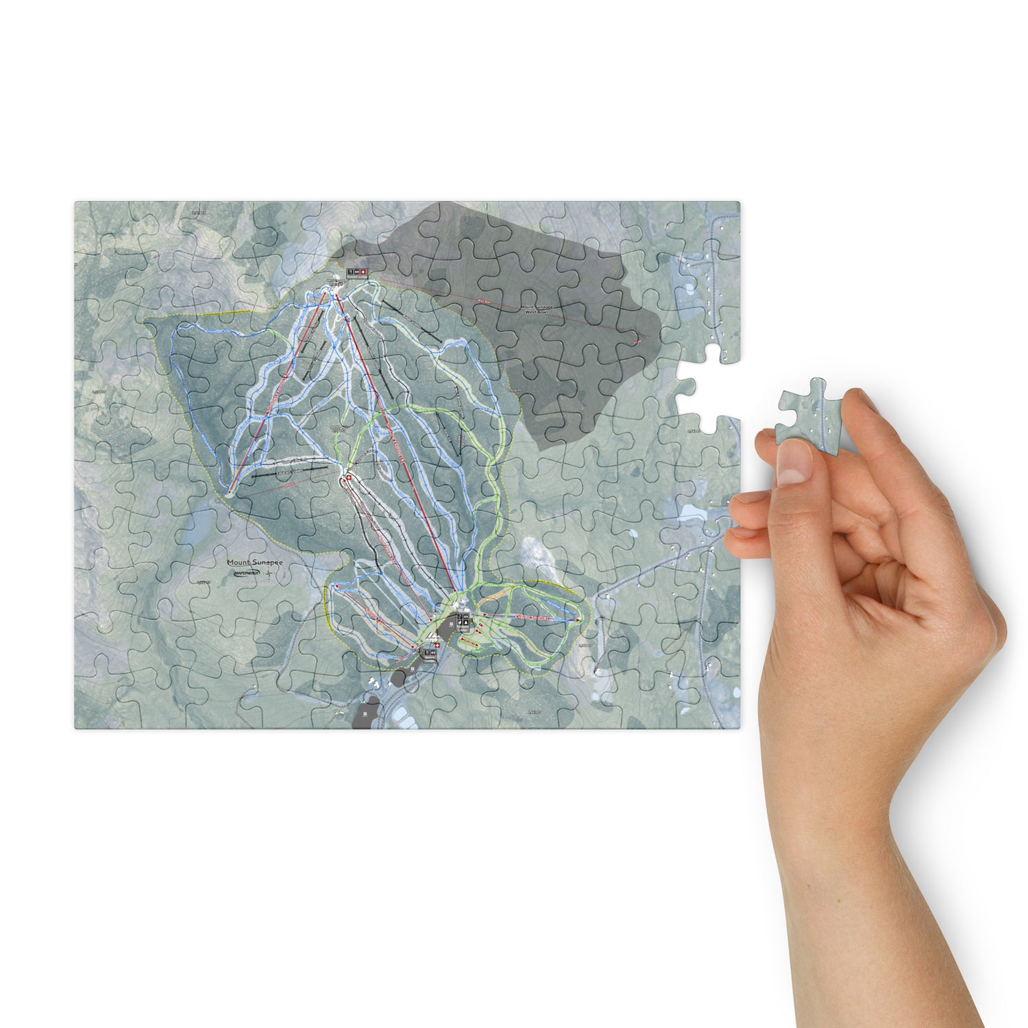 Mount Sunapee, New Hampshire Ski Resort Map Jigsaw Puzzle With Tin