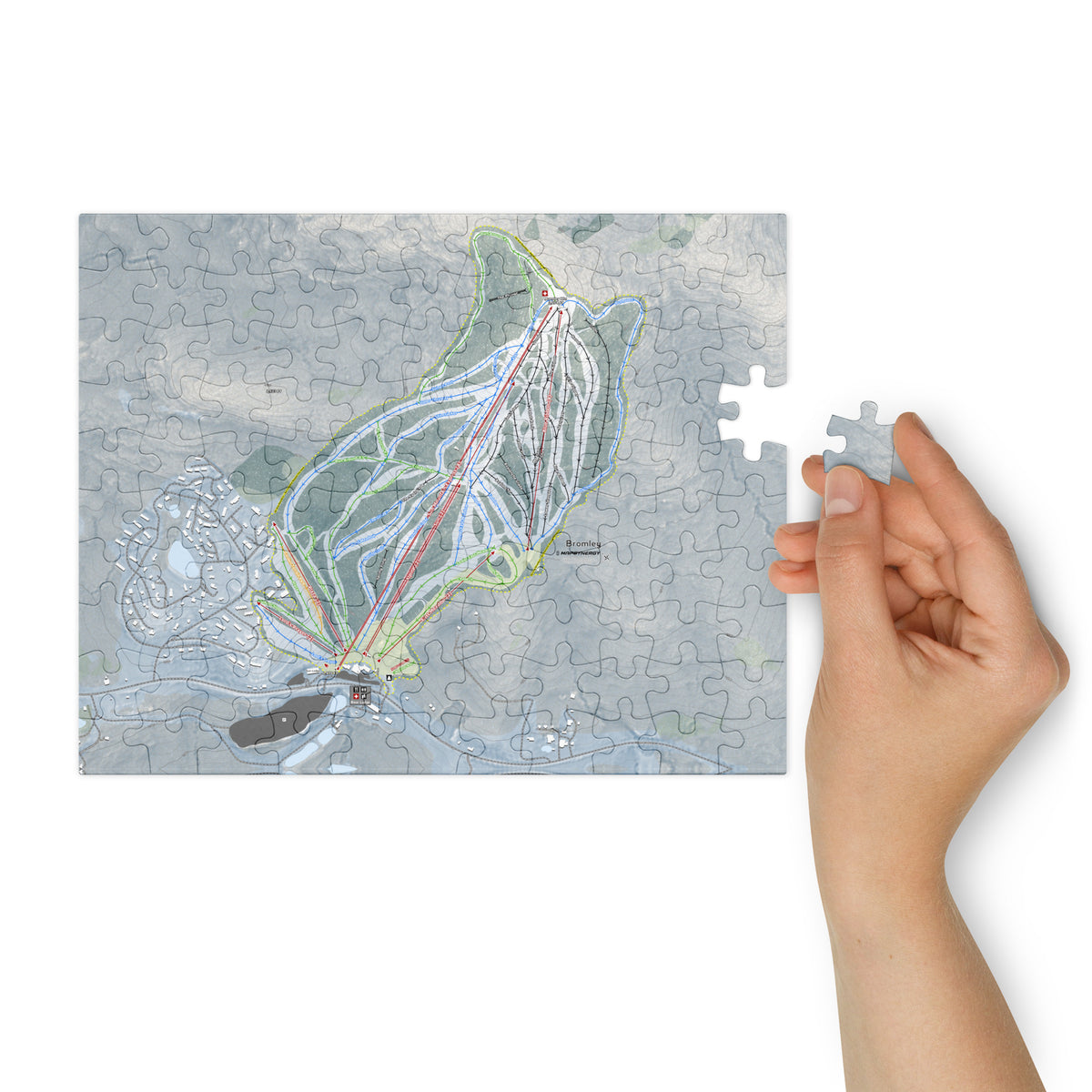 Bromley, Vermont Ski Resort Map Jigsaw Puzzle With Tin
