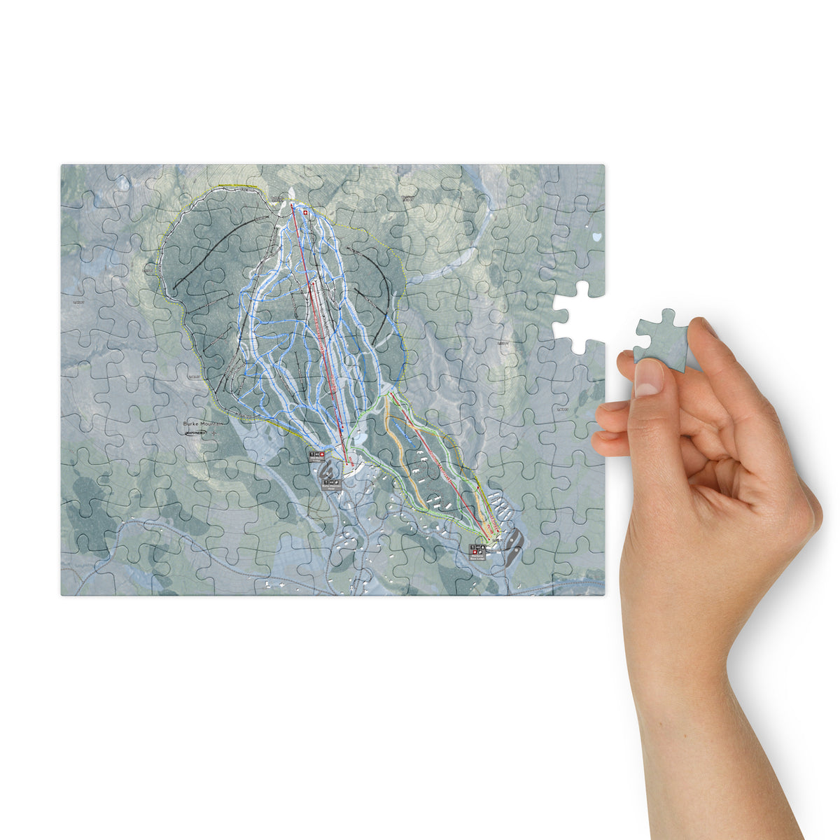 Burke Mountain, Vermont Ski Resort Map Jigsaw Puzzle With Tin
