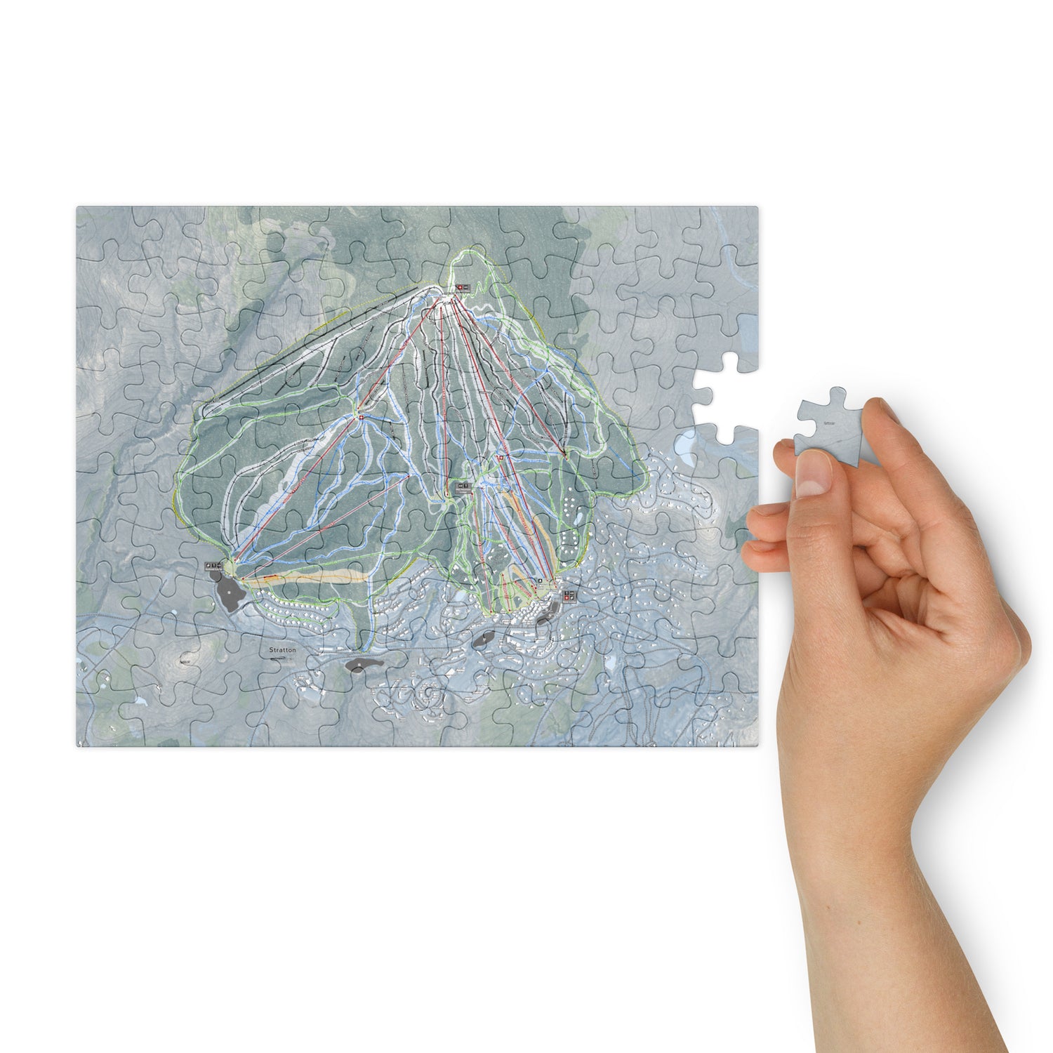 Stratton Mountain, Vermont Ski Resort Map Jigsaw Puzzle With Tin