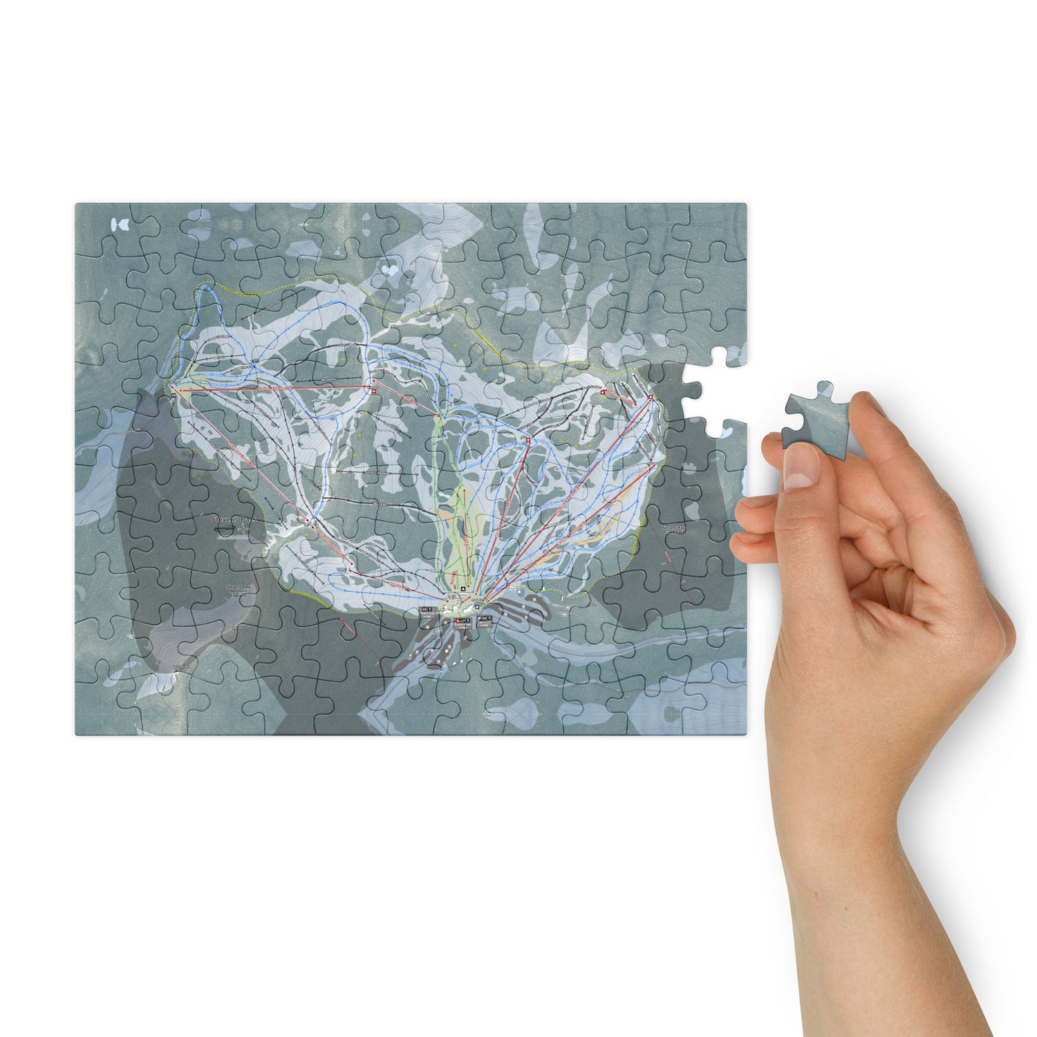 Stevens Pass, Washington Ski Resort Map Jigsaw Puzzle With Tin