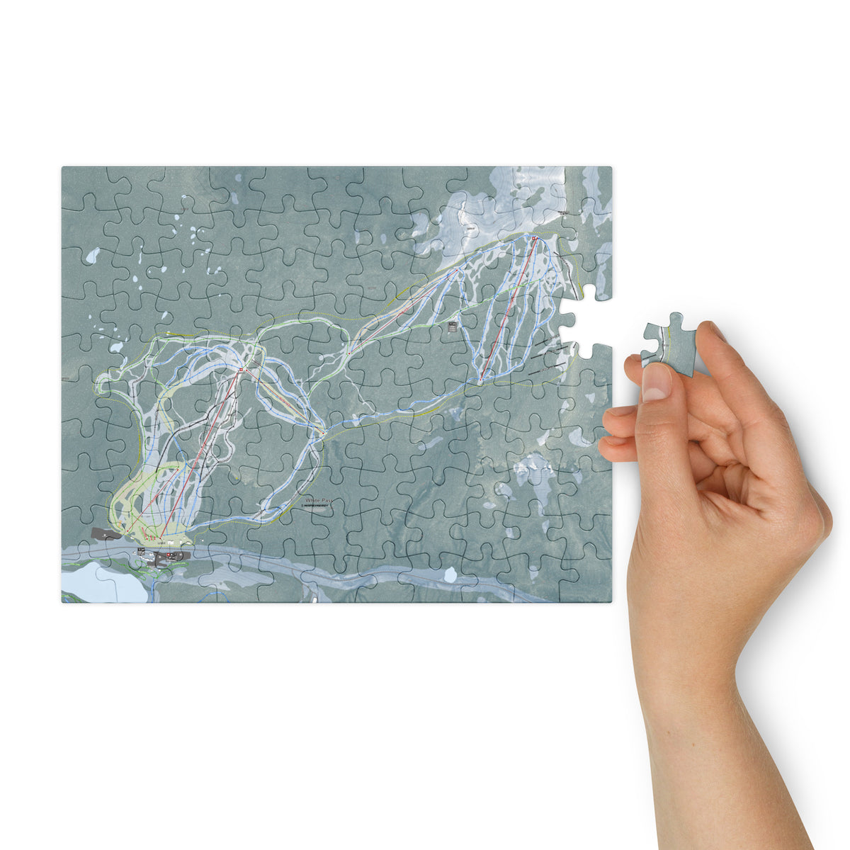 White Pass, Washington Ski Resort Map Jigsaw Puzzle With Tin
