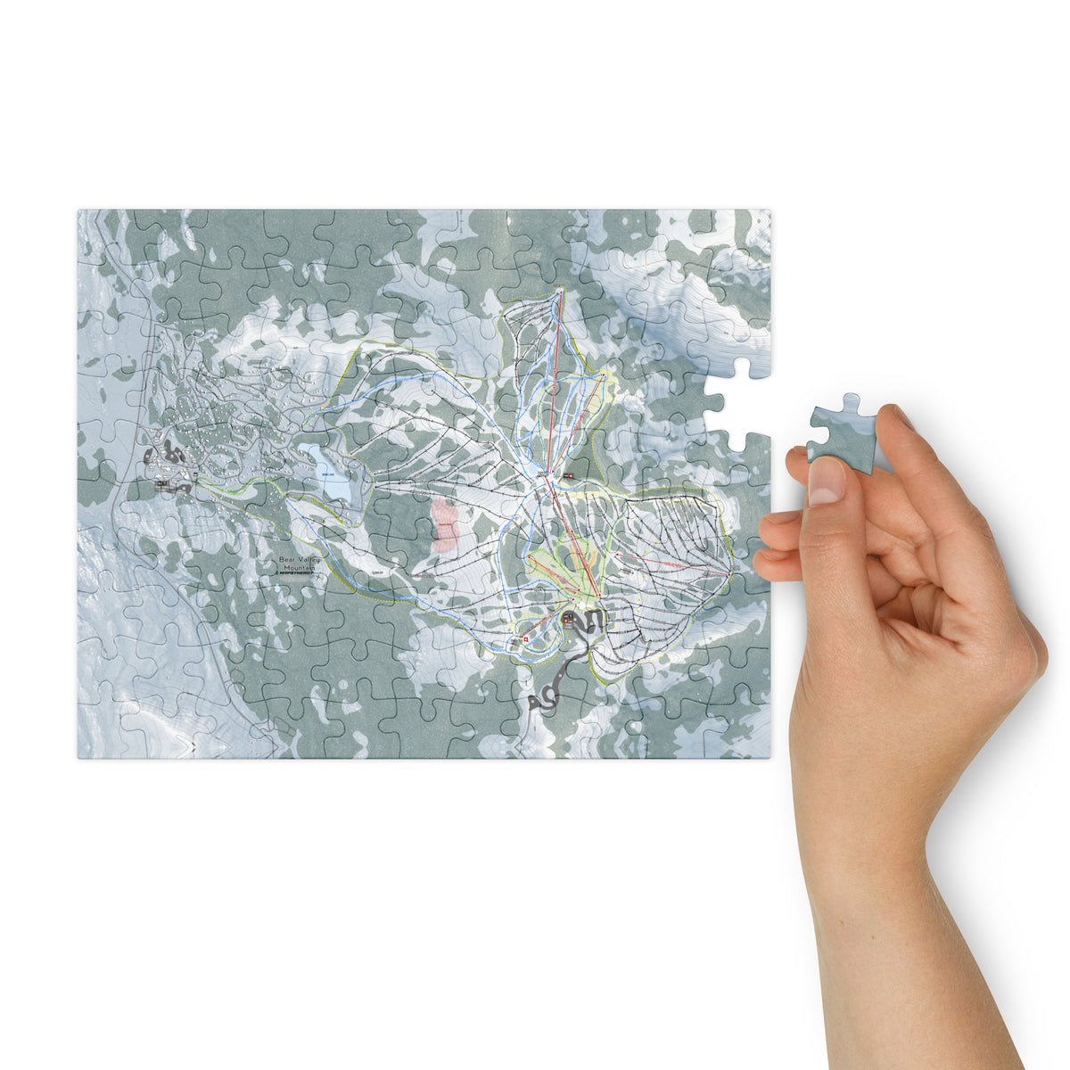 Bear Valley Mountain, California Ski Resort Map Jigsaw Puzzle With Tin